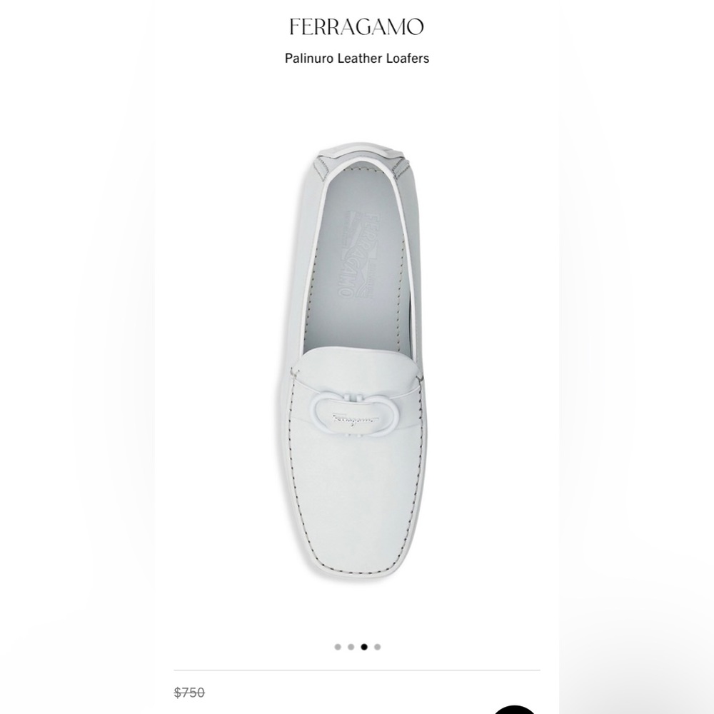 Salvatore Ferragamo Palinuro Slip On Logo Loafers - Astronaut White - 9 E (B69)